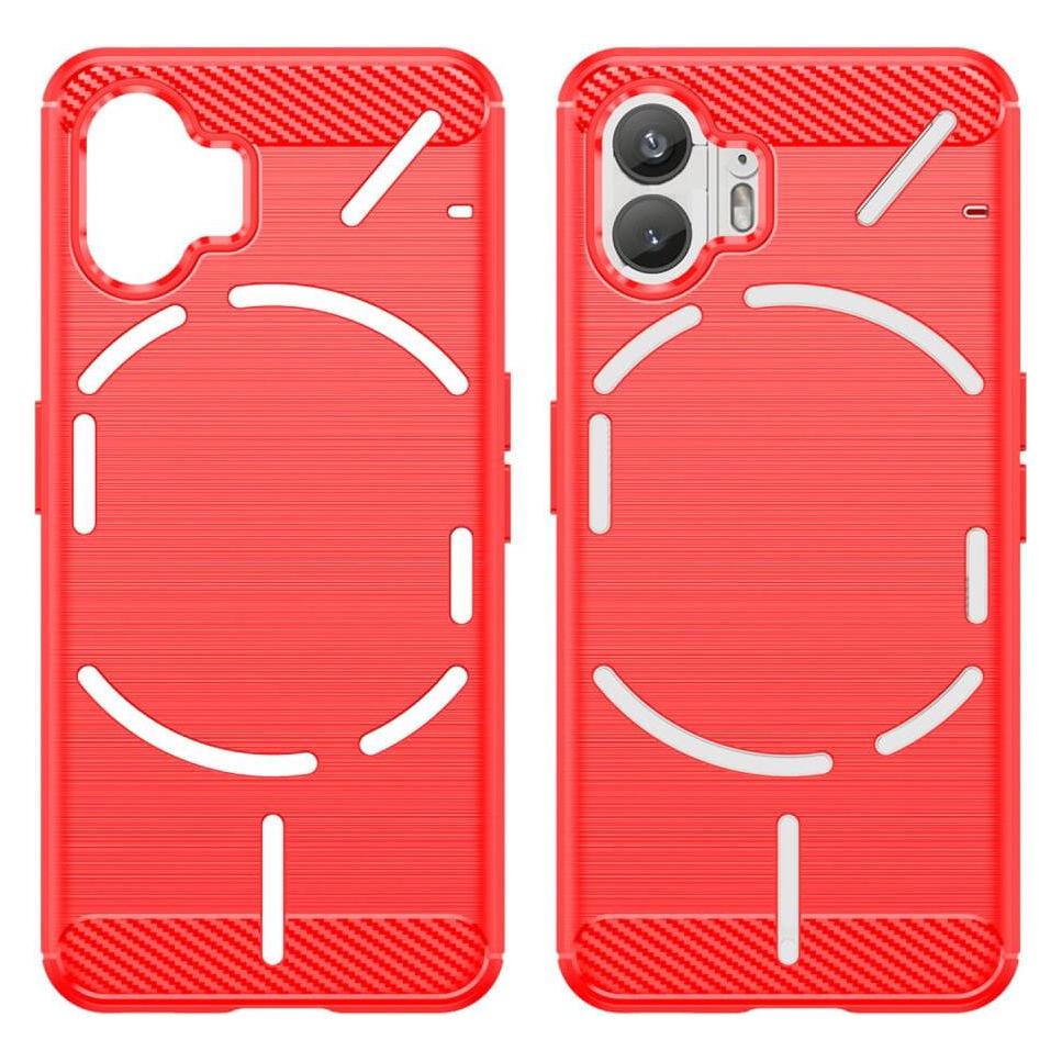 Cover-Discount Nothing Phone (2) - Metall Carbon Look Hülle rot (Nothing Phone (2)) (660148416C)
