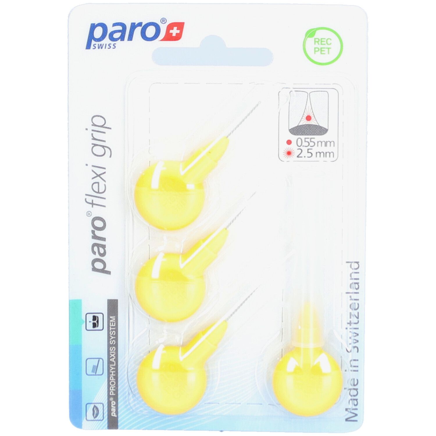 Paro Flexi Grip 2.5mm xx-fine gelb zylindr 4 Stk St Bürste