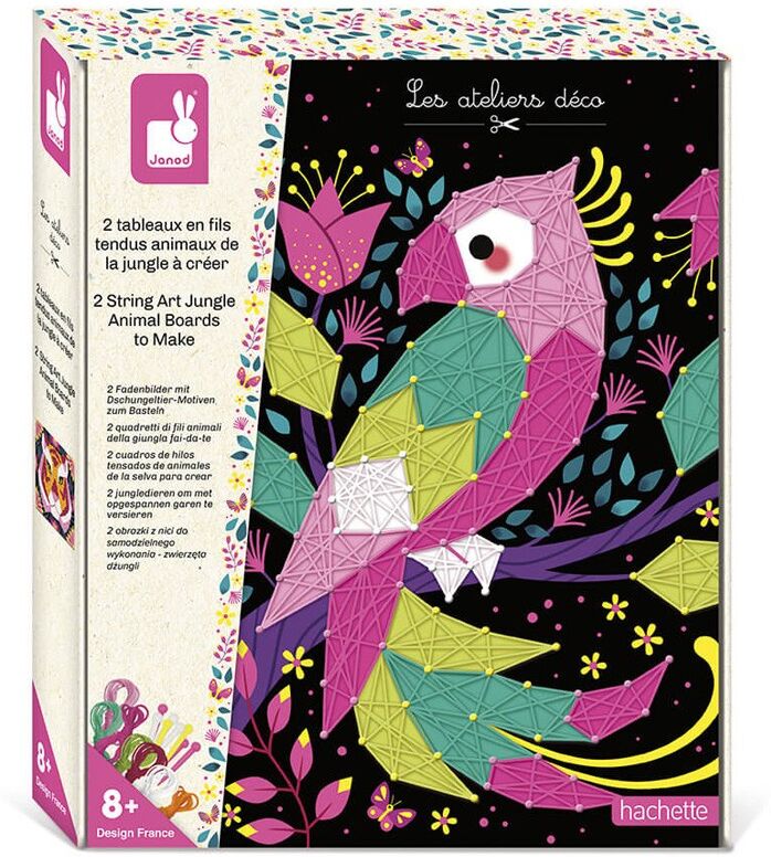 Les Ateliers Déco : Coffret 2 Tableaux Fils Tendus Animaux de la Jungle à Créer - Janod