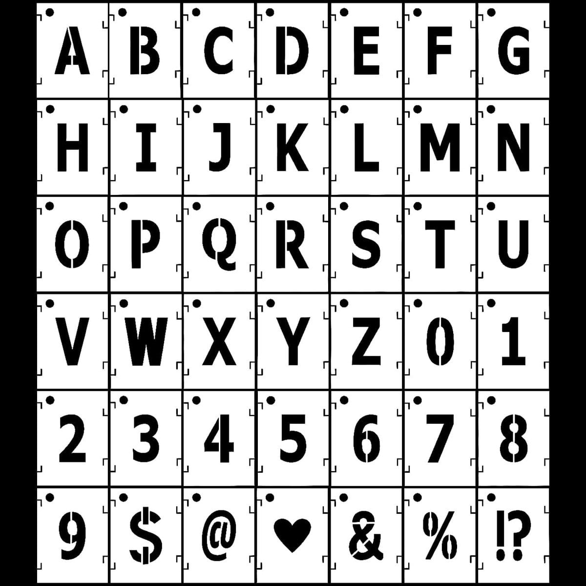 ShopVlot Letter en cijfer sjablonen, 42 stuks, zwart, 12,7 cm (5 inch)