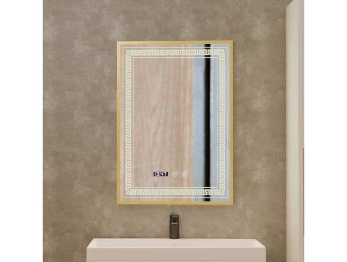Miroir de Salle de Bain Alessandro Design Desembuage Temperature 60x80 Cadre Dore Brosse