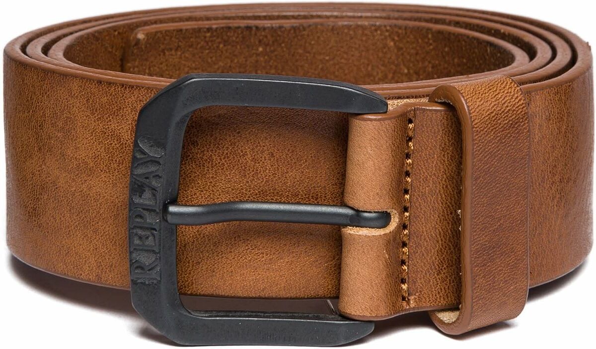 Ledergürtel REPLAY, Herren, Gr. 85, braun (tan), Rindsleder, Gürtel Ledergürtel tan 85