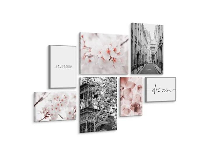 Muralo Wandbilder 3er-Set, Paris,Blumen, Spruch, Stadtansicht - 30x40 cm