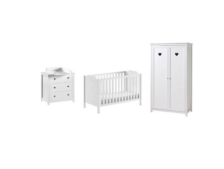 58 aufm Kessel Babyzimmer-Komplettset Babyzimmer Set Kamila 4tlg Bett Kommode Schrank Weiß