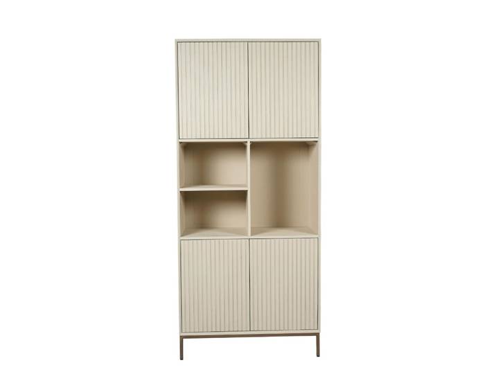 Etagère de salon en bois beige, 4 portes 3 niches