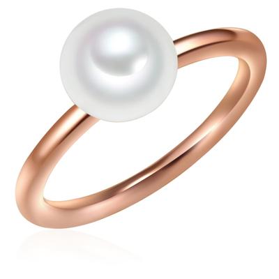 Perlenring VALERO PEARLS "NW194" Gr. 58, rosa (roségold), Fingerringe, Damen, 58, Silber 925 (Sterlingsilber), 2mm, Perlenring, mit Süßwasser-Zuchtperlen