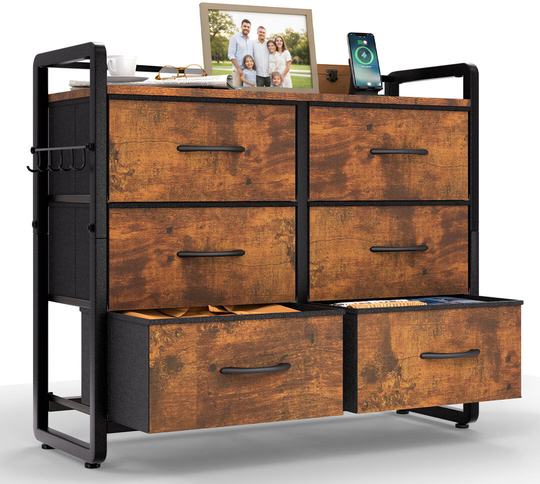 Rebrilliant 6 Drawer Storage Drawer Brown 70cm H X 78.5cm W X 28cm D