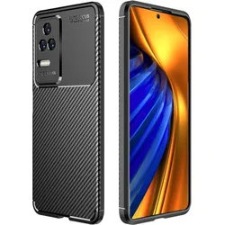 Screenguard Xiaomi Poco F4 Hülle Carbon Design TPU Case (Xiaomi Poco F4), Smartphone Hülle, Schwarz