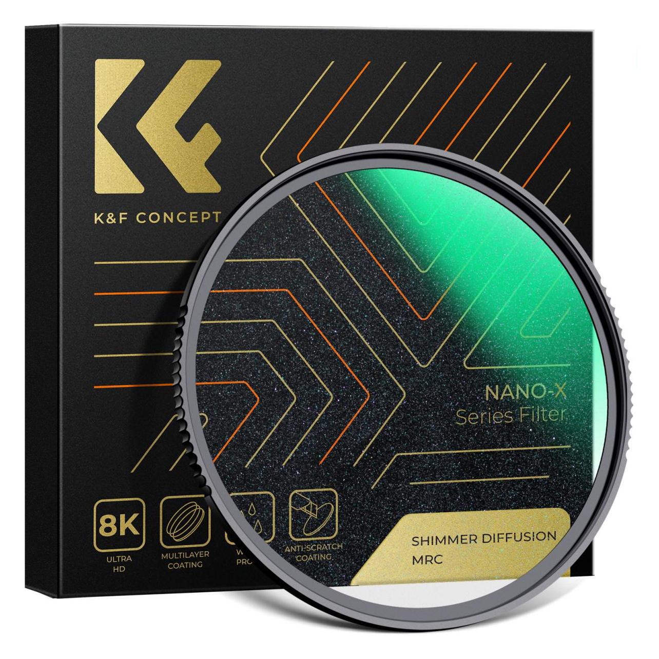 K&F Concept 58MM Microlight Mirror,shimmer diffusion, Anti-scratch Glimmer Glass Green Film (Nano-X Series) (58 mm, UV-Filter) (KF01.2165)