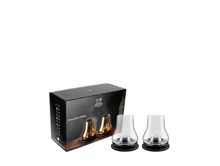 Peugeot- Coffret Dégustation Whisky - 2 Sets (Verre à Whisky + Socle Rafraîchissant + Sous-Verre) + Livret - Sublime les Saveurs - Coffret Cadeau Whisky\, Armagnac\, Cognac