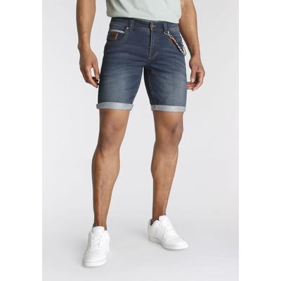 Jeansshorts BRUNO BANANI, Herren, Gr. 36, Länge 32, blau (dunkelblau us), Denim/Jeans, Obermaterial: 70% Baumwolle, 28% Polyester, 2% Elasthan, gerade kurz, Jeans Jeansshorts, bequemer Sitz, gerade Beinform, mit praktischen Taschen