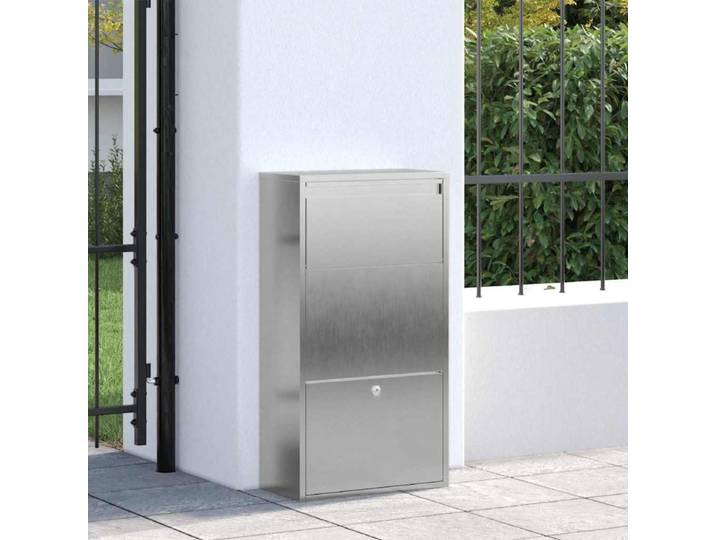 Boîte de dépôt de colis avec rangement Argenté 44 x 22 x 82 cm
