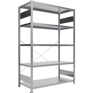 META Schwerlastregal 9900013333, 5 Metallböden, 230kg Fachlast, silber, 200 x 130 x 60cm