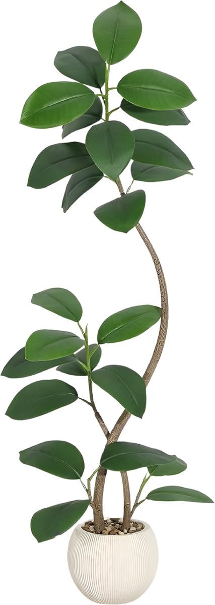 Happiq Kunstmatige Rubberboom - Real Touch Faux Fiddle Leaf Vijgenboom - Groen - Hoogte: 150 cm