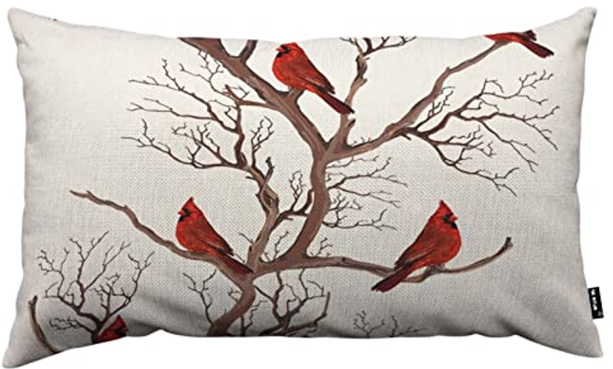 Decoratieve kussenslopen met rode vogels, 30 x 50 cm