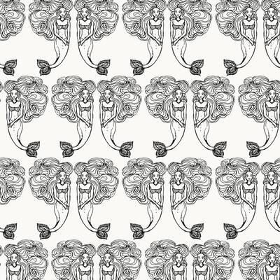 Tempaper Block Print Mermaids Peel and Stick Wallpaper