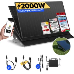 onPower: 2000 Watt Balkonkraftwerk - Garten & Flachdach / ohne Speicher / 5m