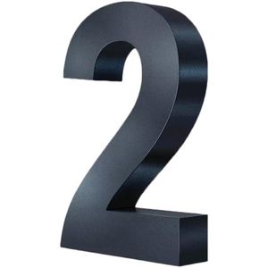 Metzler Hausnummer 3D, anthrazit aus Edelstahl, 20 cm Höhe, mit 3D-Effekt, zum Stecken, Zahl 2