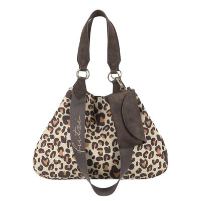 Henkeltasche FRITZI AUS PREUSSEN "Leo Camel", Damen, Gr. B/H/T: 42cm x 29cm x 15cm, braun (beige, braun), Baumwolle, Taschen, mit großem Füllvolumen