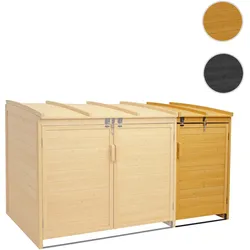 XL 1er-/2er-Mülltonnenverkleidung Erweiterung HWC-H75, Mülltonnenbox, 120x68x104cm Holz MVG-zertifiziert ~ braun