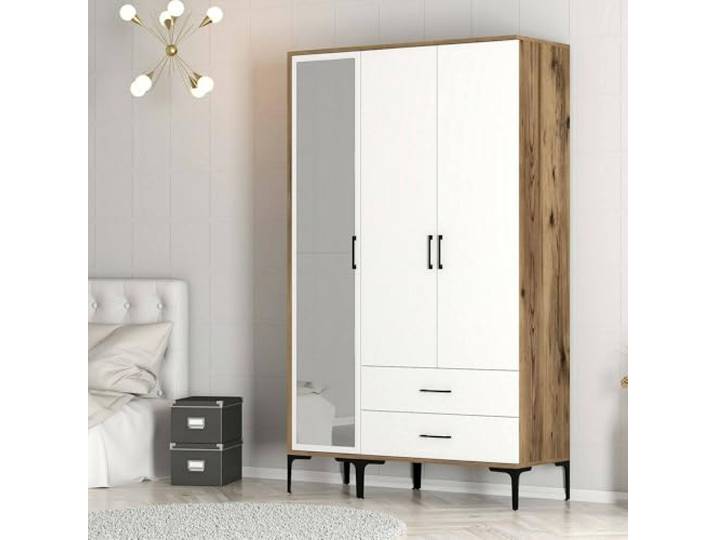 Dmora Kleiderschrank 3 Türen Shaula 120x47,5 cm Braun 2 Regale