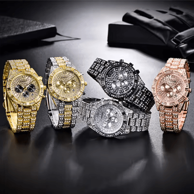 Inspire Picks CURDDEN Luxury Gold Diamond Quartz Watch For Men With Alloy Band rose Gold yes