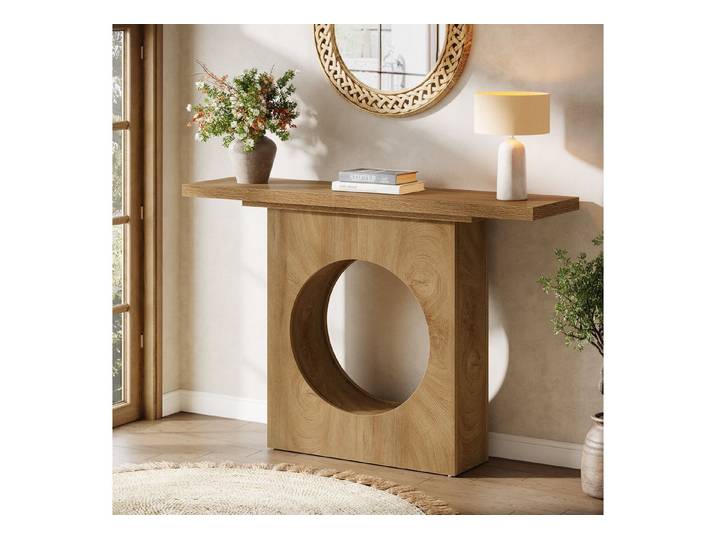 Tribesigns Konsolentisch 105 cm Beistelltisch, Eingangstisch mit rundem Lochdesign, Flurtisch