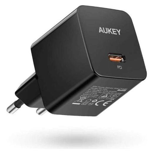 Aukey PA-Y20S Schwarzes Mini-Ladegerät 1xUSB-C 20W PD-Netzteil (20 W, 1 Port) (PA-Y20S Black)