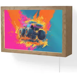 WANDLEUCHTE Monstertruck - Abstrakt - Farbspritzer - Farbenfroh LED 30x20 cm Wandlampe