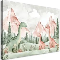 WANDBILD für kinderzimmer dinosaurier berge grüner wald