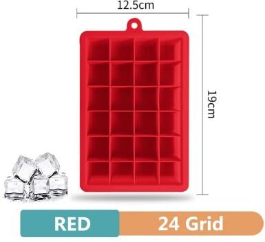 Uplift Picks Large Silicone Ice Cube Tray Giant Square Ice Mold For Drinks red 24 Grids