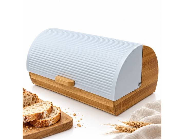 Relaxdays Brotkasten Bambus mit Klappdeckel