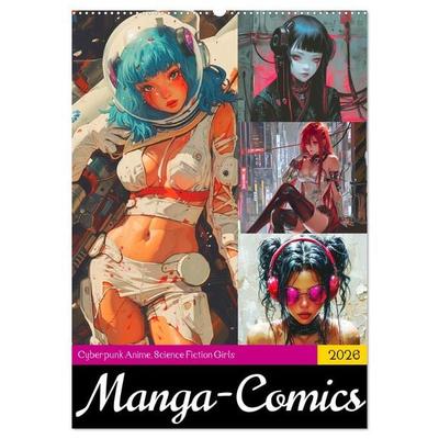 Manga-Comics. Cyberpunk Anime. Science Fiction Girls (Wandkalender 2026 DIN A2 hoch), CALVENDO Monatskalender