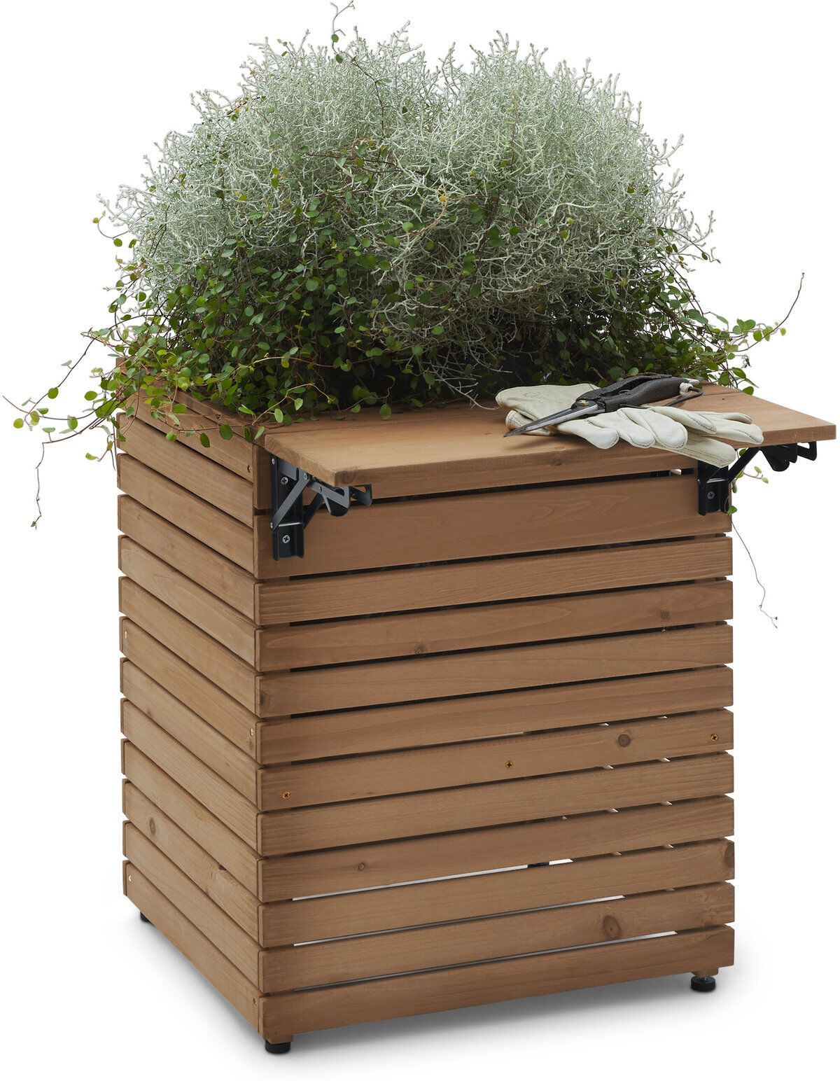 Tchibo - Pflanzkasten mit Ausklapptisch »Tinus« - 50x66x60cm - silber -