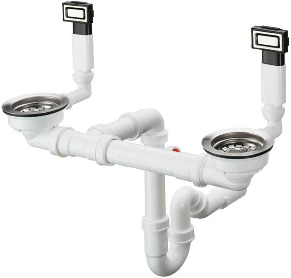 Hansgrohe Ab- u. Überlaufgarnitur D15-10 Edelstahl, manuell, für Doppelbecken (43922800)