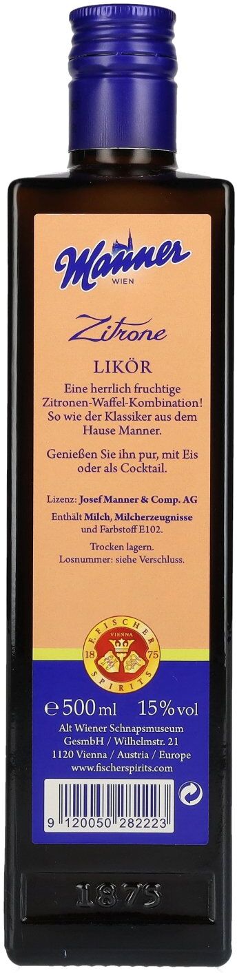 F. FISCHER 1875 Manner Zitrone Likör 15% Vol. 0,5l