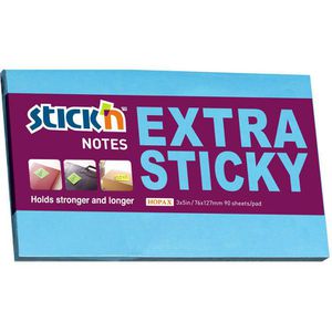 Stickn Haftnotizen Extra Sticky Notes, neonblau, 76 x 127mm, selbstklebend, 90 Blatt