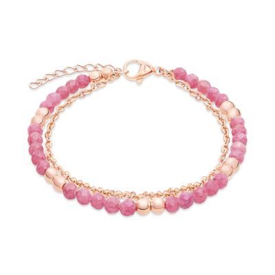 Armband S.OLIVER "Colorful Beads", roségoldfarben, rosé, Armbänder, Damen, 20cm, Edelstahl Perlen, Edelstahl, Perlen, Armband, mit Glasperle