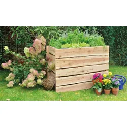 Rustikales Hochbeet Herlev - Blumenbeet aus Lärchenholz mit 90 l Fassungsvermögen - 108 x 64 x 80 cm