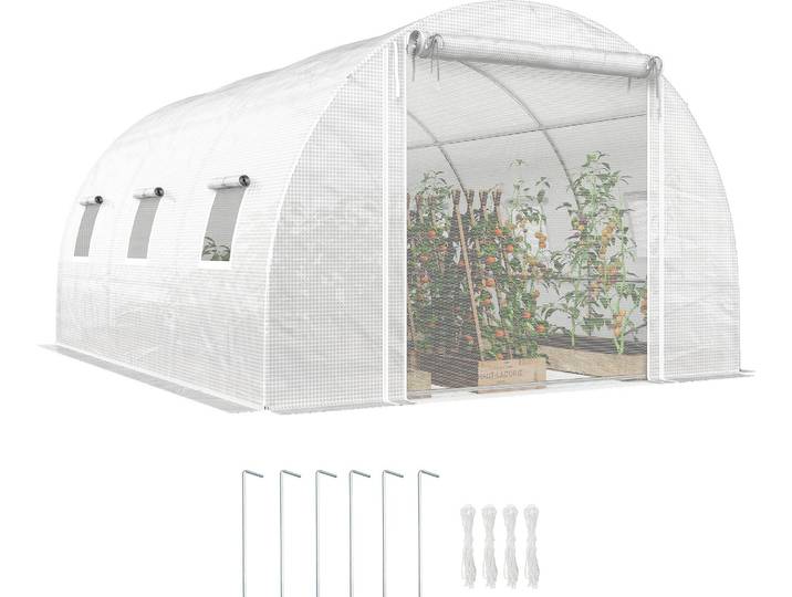 Outsunny Gewächshaus Foliengewächshaus ca. 3x4x2m Winterfest Tomatenhaus