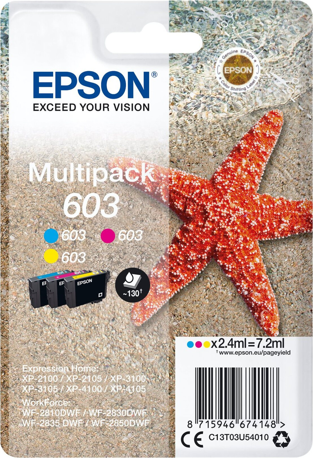 Epson C13T03U54010 Tintenpatrone MultiPack C,M,Y