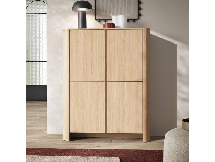 Abgerundete Hochkommode AURA KW4D Eiche Vicenza Schrank Highboard Japandi