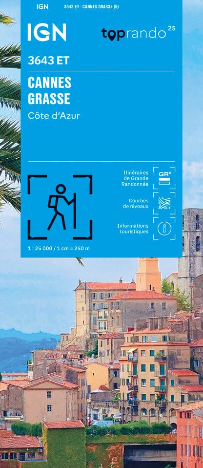 Carte de randonnée IGN TOP 25 n° 3643 ET - Cannes, Grasse & Côte d'Azur