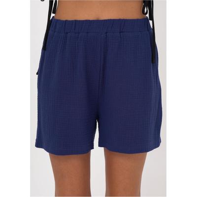 Shorts FRESHLIONS "Zara", Damen, Gr. L, EURO-Größen, blau (dunkelblau), 100% Baumwolle, unifarben, kurz, Hosen Shorts, im einfarbigen Design