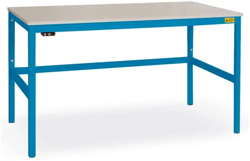 Manuflex LC1928.5012 ESD ESD-Arbeitstisch CANTOLAB Standard mit Melaminplatte, BxTxH = 2000 x 1000 x 765-785mm Licht-Blau