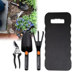 Gartenwerkzeug-Set 4-teilig - Optimale Pflanzenpflege, Blumenpflege & Gartengestaltung - Inkl. Kniematte, Blumenkelle, Gartenkralle, Schere