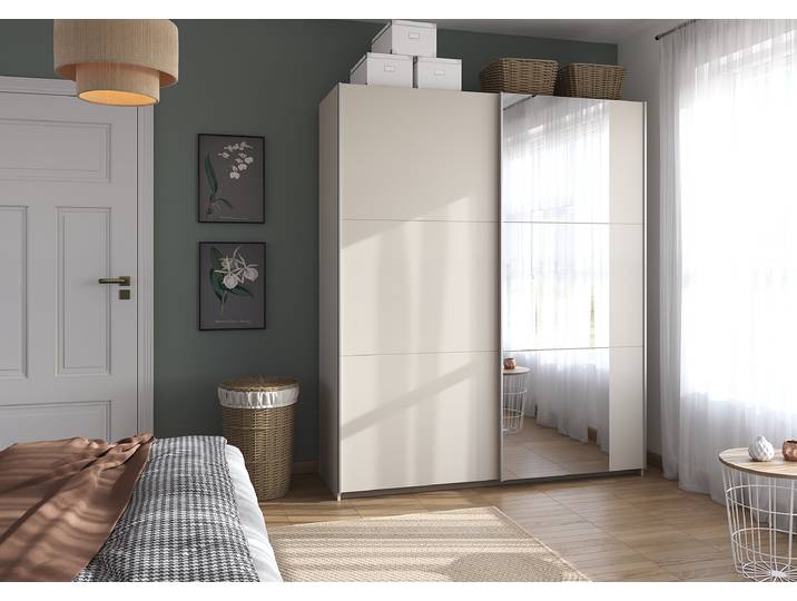 Schwebetürenschrank Aurelio mit Spiegel 175cm Beige/Kaschmir Classic