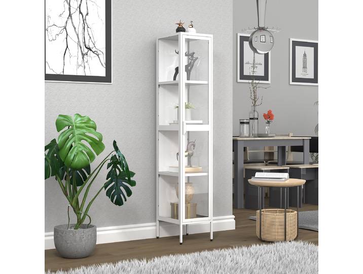Vitrine sur pied Floka 30 x 160 x 35cm Blanc/Blanc