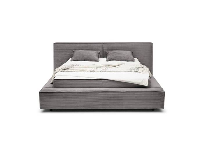 Trendstore Edina Polsterbett in Cord, optional mit Lattenrost und Matratzen - Cord Zoom 21 ash - Basis Modell Schlafzimmer, Doppelbett, trendiger Bezug in Cord, weiche Polsterung, optional mit Lattenrost und Matratzen Modern, Zeitlos