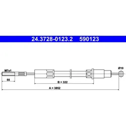 Seilzug Kupplungsbetätigung ATE 24.3728-0123.2 für VW Transporter T3